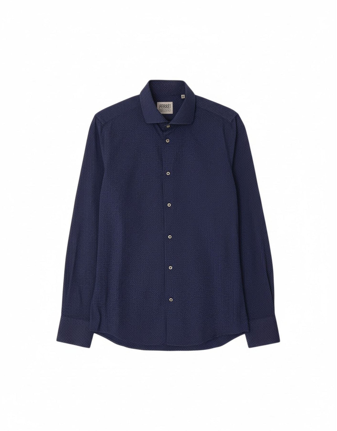FERRE Mens Formal Shirt Size 39 15 1/2 Medium Navy Blue Check Cotton
