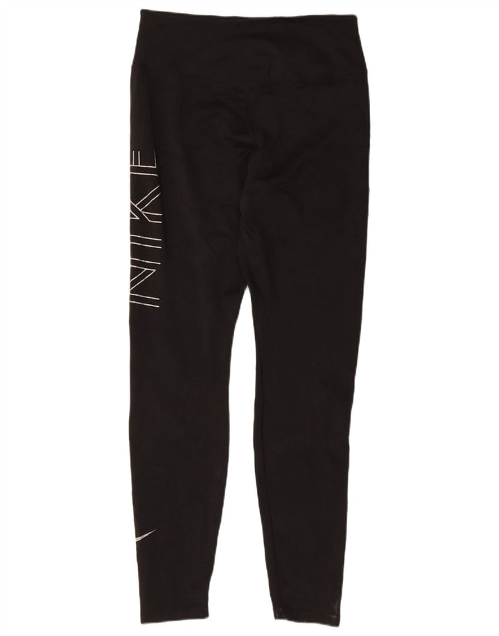Nike Damen Dri Fit Graphic Leggings UK 14 Large Schwarz