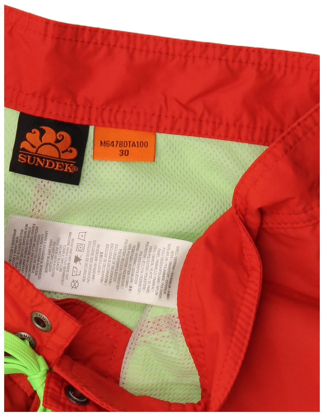 Sundek Herren-Badeshorts mit Grafik, mittelrotes Nylon