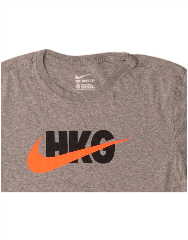 NIKE Damen Athletic Cut Graphic T-Shirt Top UK 14 Large Grau Baumwolle