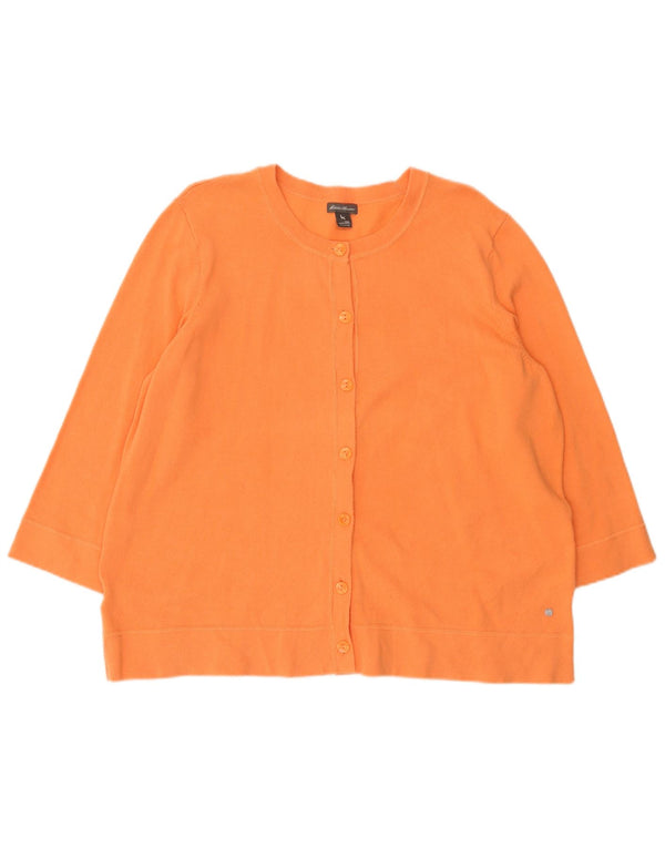 Eddie Bauer Womens 3/4 Sleeve Cardigan Sweater UK 20 2XL Orange Cotton