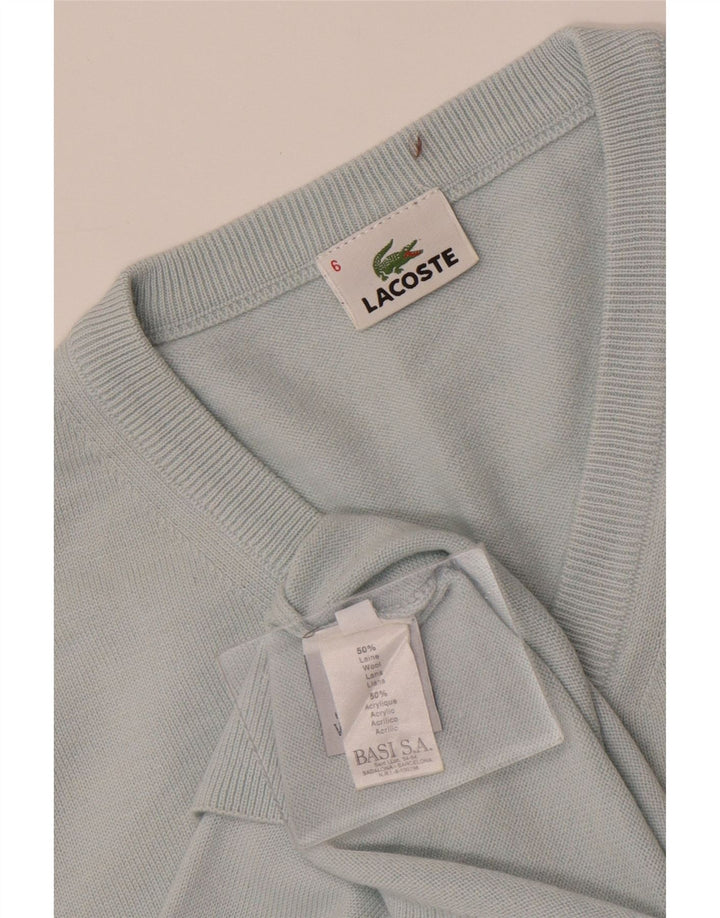 Lacoste Herren-Pullover mit V-Ausschnitt, Größe 6 XL, blaue Wolle