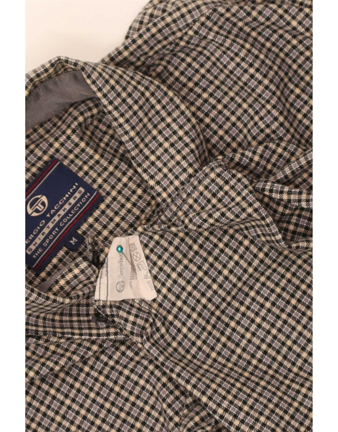 Sergio Tacchini Herren-Flanellhemd aus mittelgrauer Karo-Baumwolle
