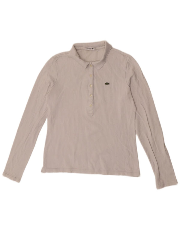 Lacoste Damen-Langarm-Poloshirt, Größe 40, mittelweiße Baumwolle