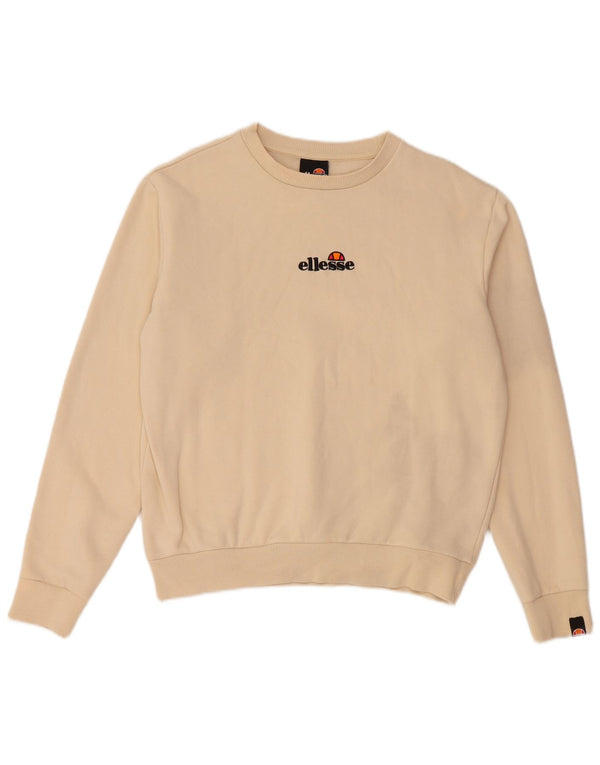 ELLESSE Womens Graphic Oversized Sweatshirt Pullover UK 10 Small Beige