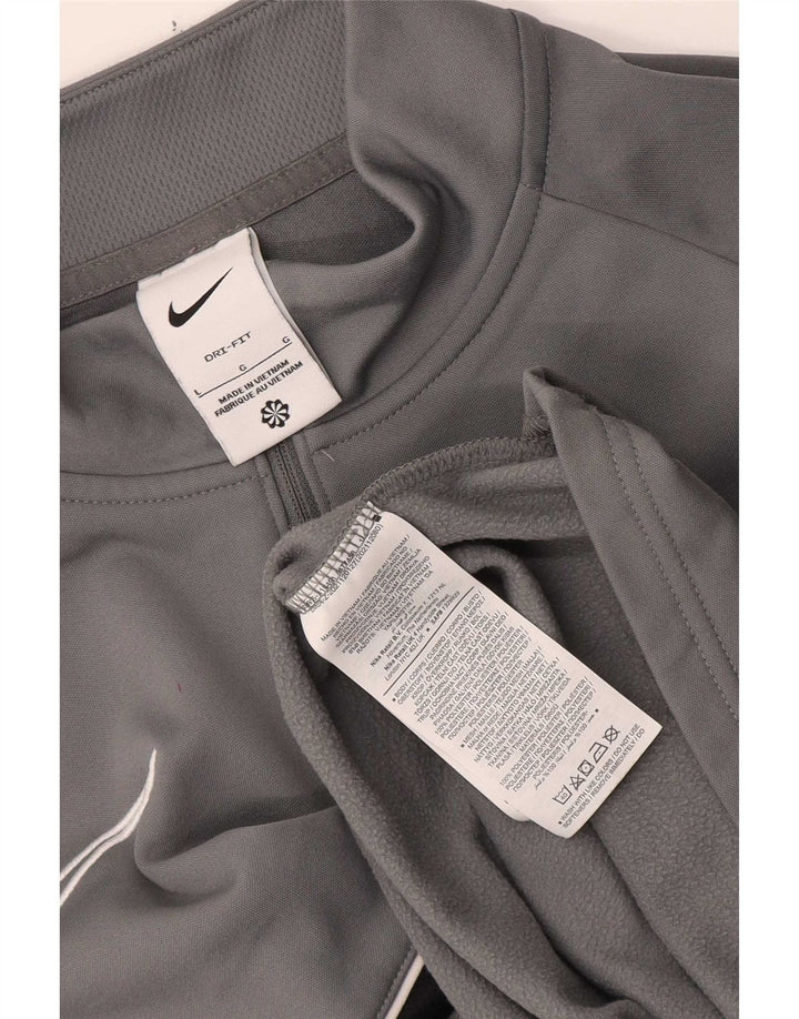 Nike Herren Dri Fit Pullover-Trainingsoberteil mit Reißverschluss, Größe L, Grau, Farbblock