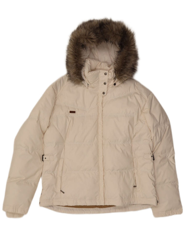 COLUMBIA Wattierte Damenjacke mit Kapuze, UK 18, XL, Weiß, Polyester