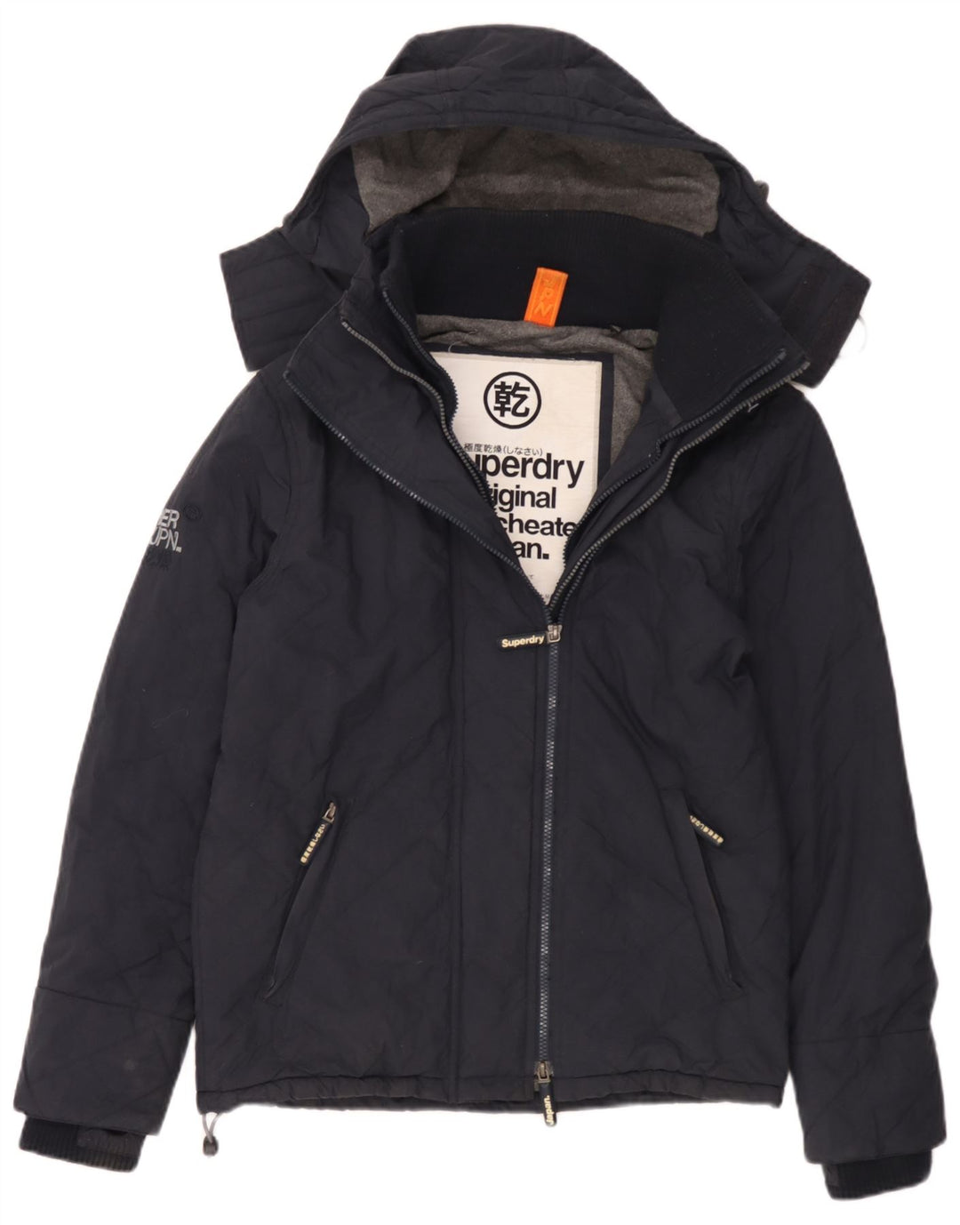 Superdry Herren-Windbreakerjacke mit Kapuze, UK 36, Größe S, marineblaues Nylon