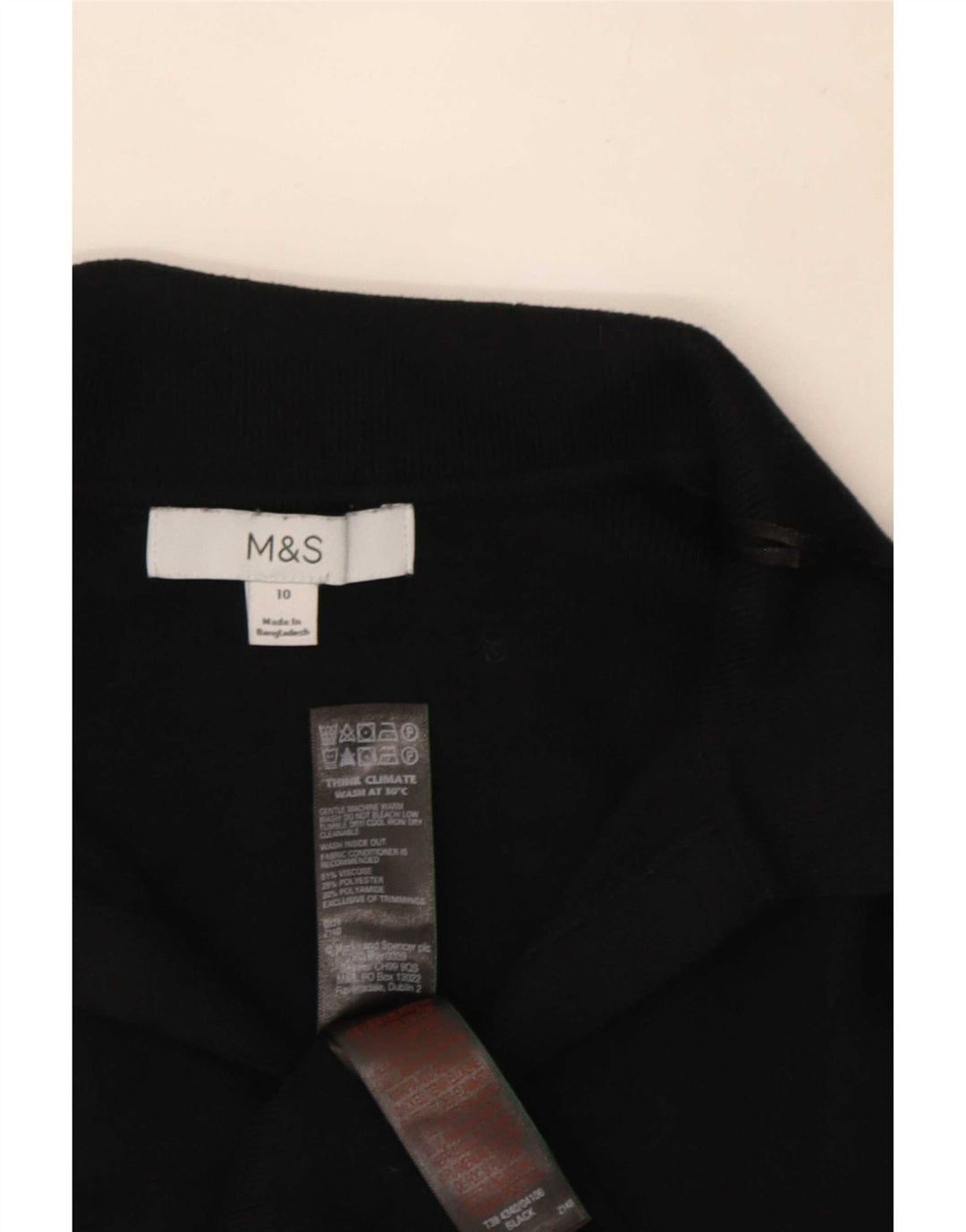 Marks & Spencer Damen Pulloverkleid UK 10 Small Schwarze Viskose