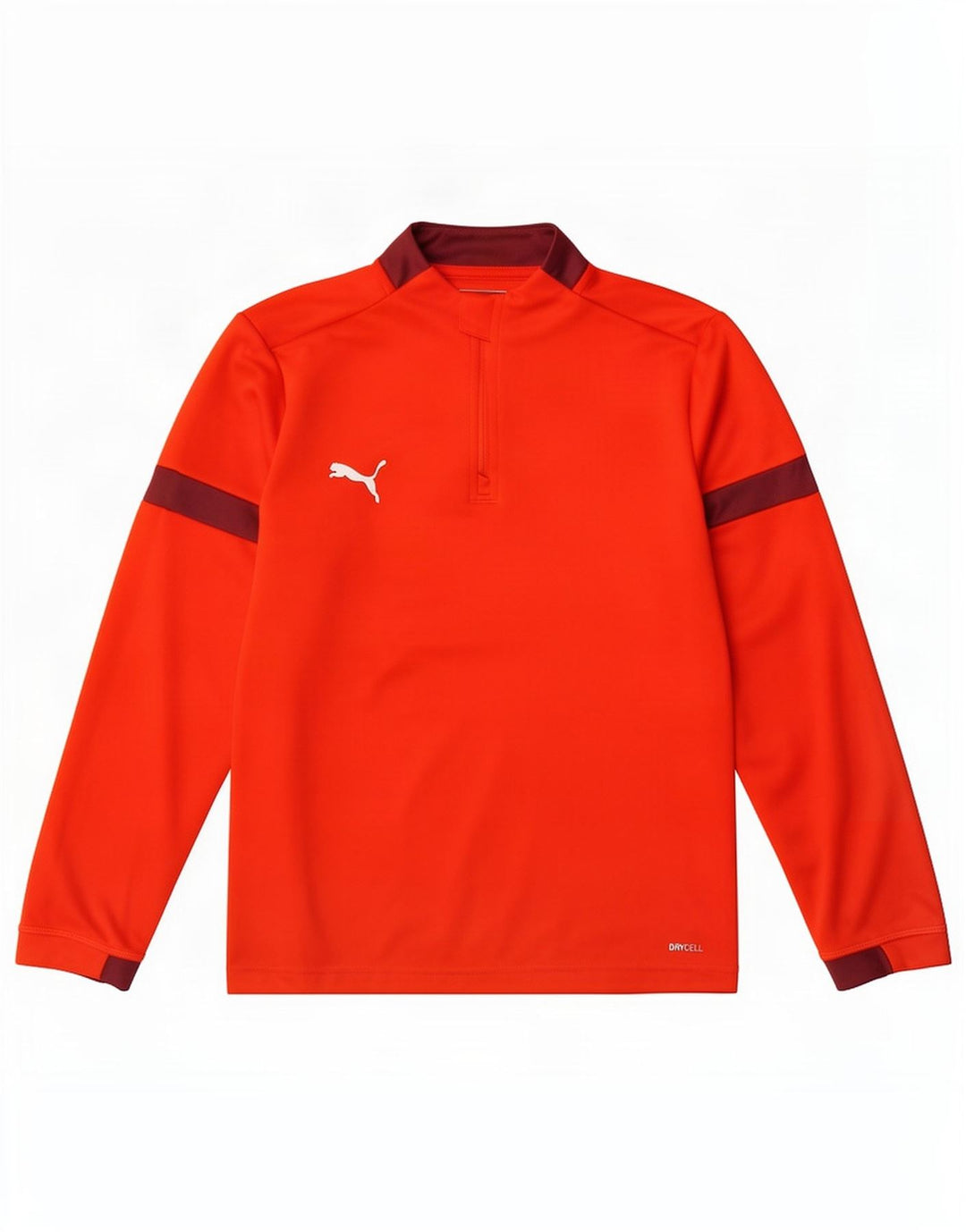 Puma Jungen-Pullover-Trainingsoberteil mit Reißverschluss, 11–12 Jahre, rotes Farbblockdesign