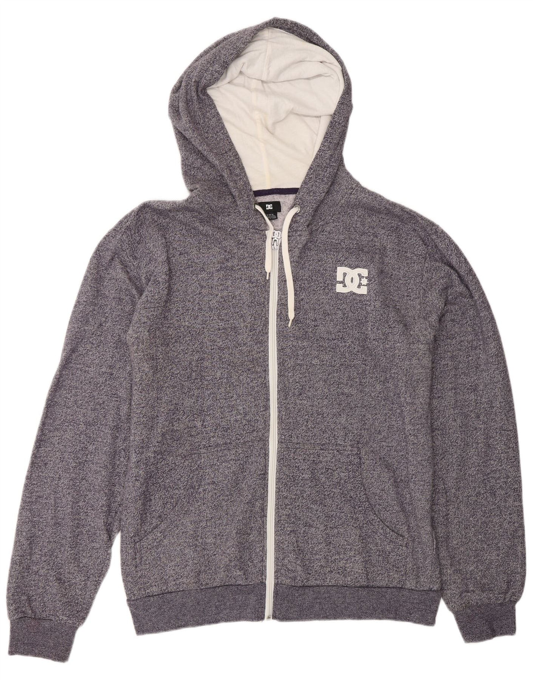 DC Herren-Kapuzenpullover mit Reißverschluss, mittelgrau gefleckte Baumwolle