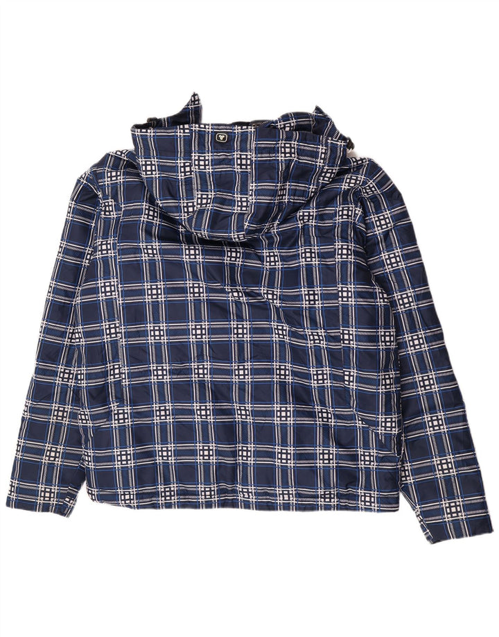 Brugi Herren-Jacke mit Kapuze, gepolstert, Größe 40, Marineblau, kariert, Polyester