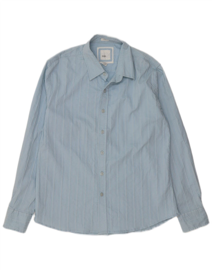 BKE Herren-Slim-Fit-Hemd, groß, blau gestreift, Baumwolle