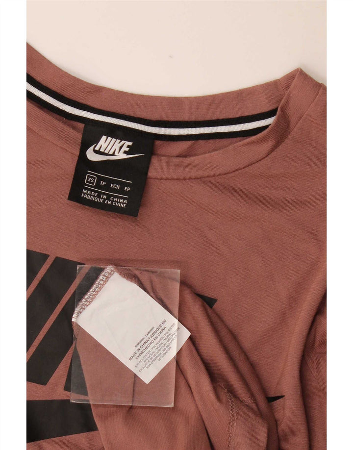 Nike Damen Grafik T-Shirt Top UK 6 XS Braun Polyester