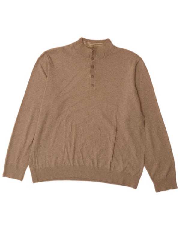 Marks & Spencer Herren Blue Harbor Button Neck Pullover Pullover XL Beige