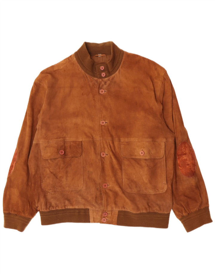 Vintage Herren Wildleder Bomberjacke IT 62 5XL Beige Leder