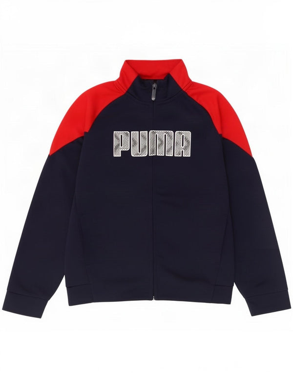 Puma Jungen Grafik-Trainingsanzug-Top-Jacke, 9–10 Jahre, Marineblau, Farbblock