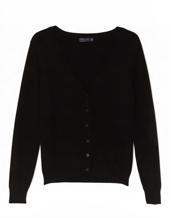 Zara Damen-Cardigan-Pullover UK 12 Mittelschwarze Viskose