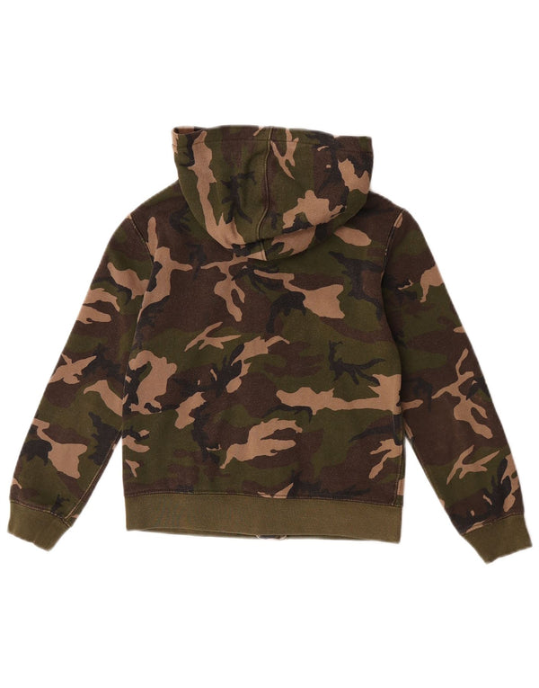 Polo Ralph Lauren Jungen-Kapuzenpullover mit Reißverschluss, 6–7 Jahre, grüne Camouflage-Baumwolle