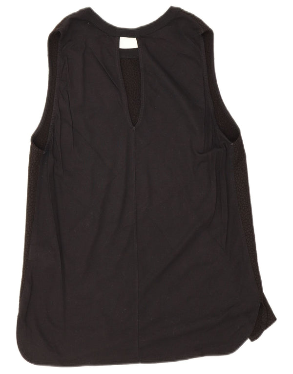 Zara Damen Trafaluc ärmelloses Blusenoberteil UK 12 Medium Schwarz Geometrisch