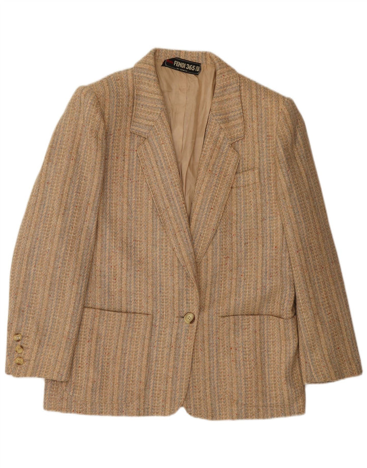 FENDI Damen-Blazer mit 2 Knöpfen, IT 44, mittelbeige, gestreift, klassisch
