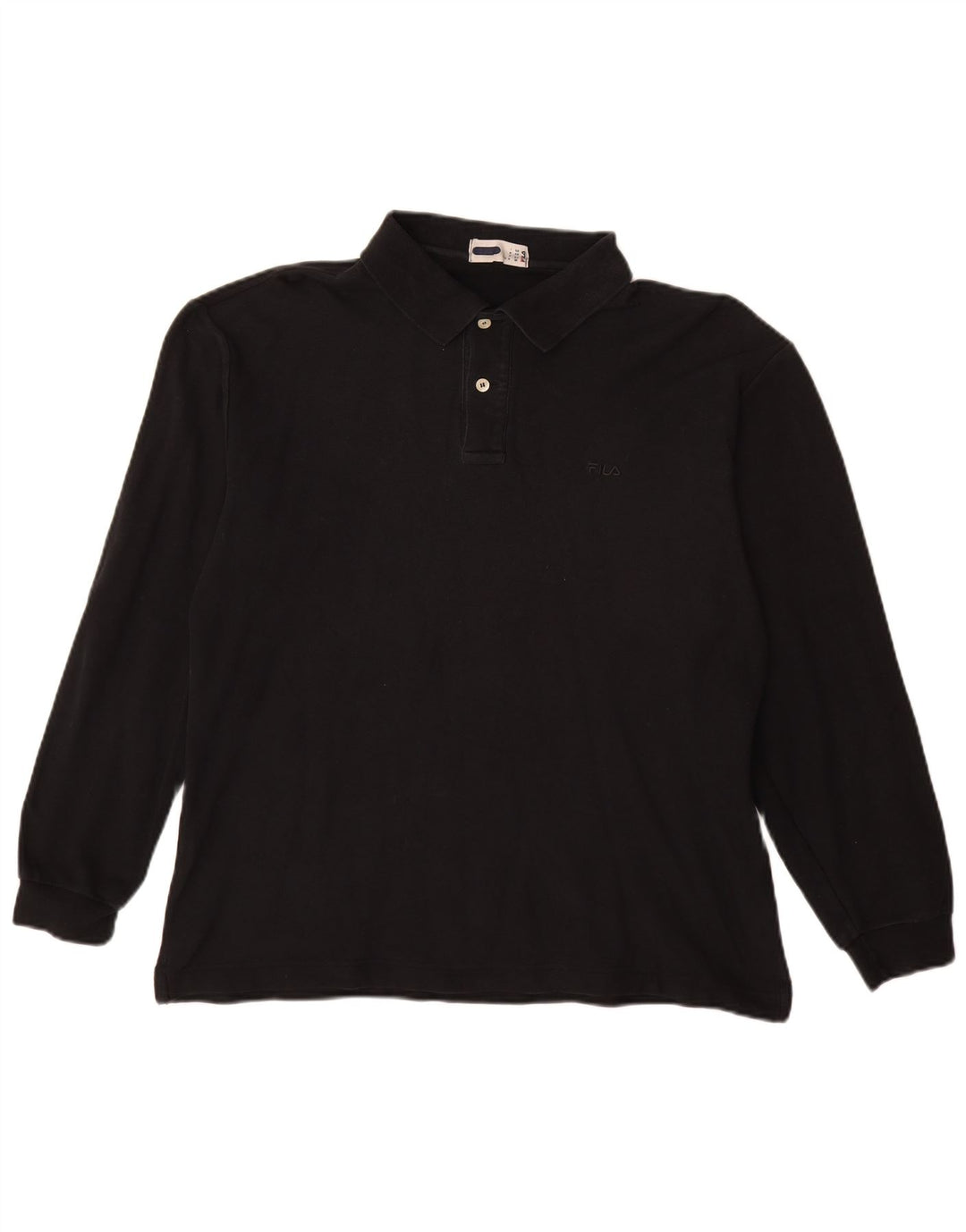 Fila Herren Langarm-Poloshirt IT 50 Mittelschwarze Baumwolle