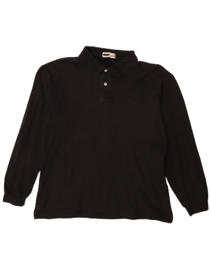 Fila Herren Langarm-Poloshirt IT 50 Mittelschwarze Baumwolle