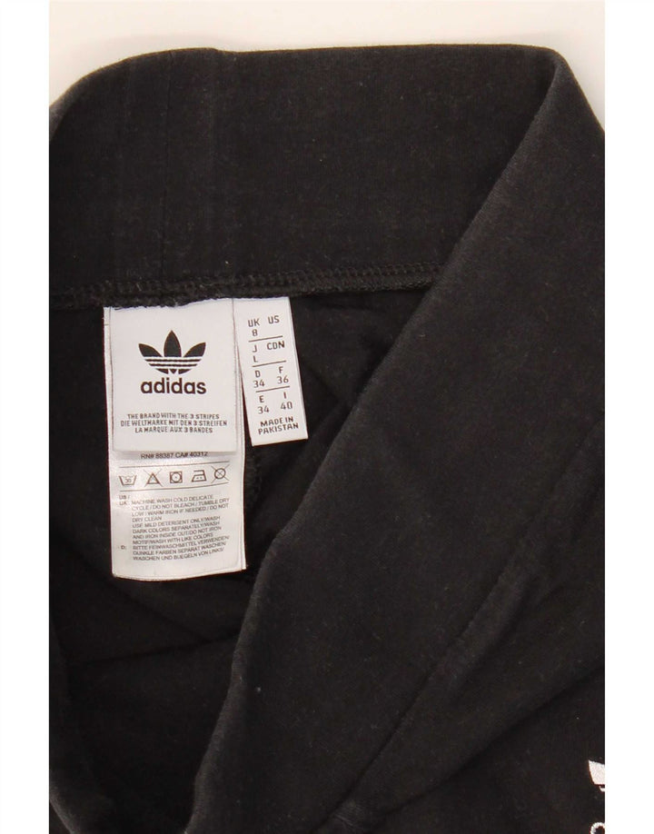 Adidas Damen Leggings UK 8 Small Schwarz Baumwolle