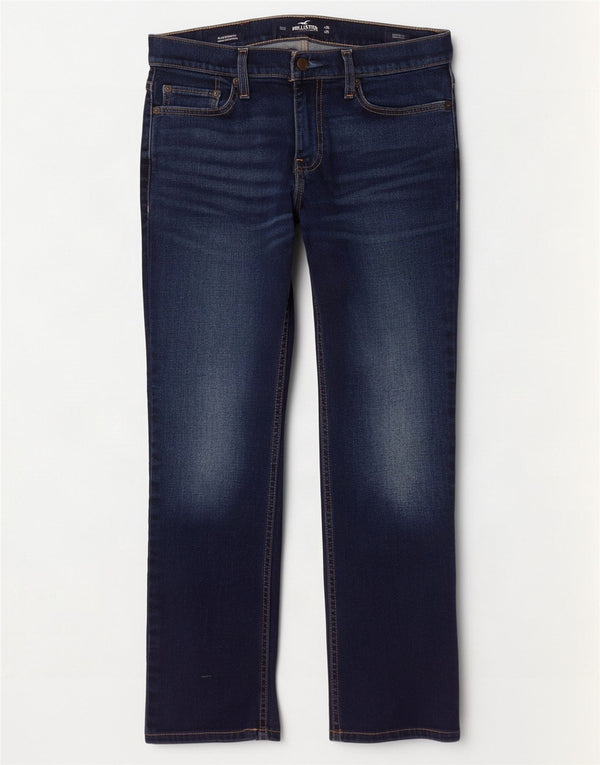Hollister Damen Slim Straight Jeans W29 L30 Marineblau Baumwolle