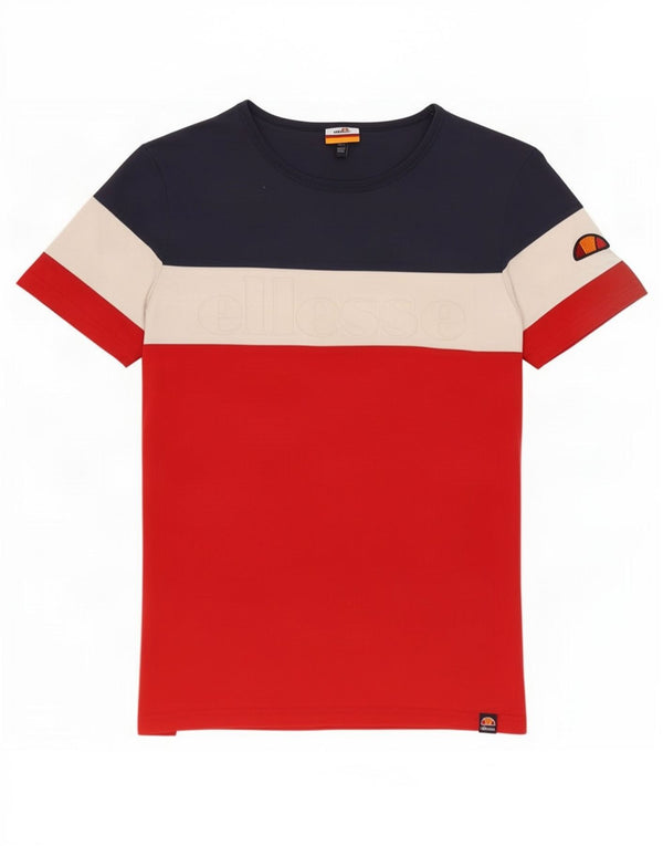 Ellesse Herren T-Shirt Top XL Mehrfarbige Colourblock-Baumwolle
