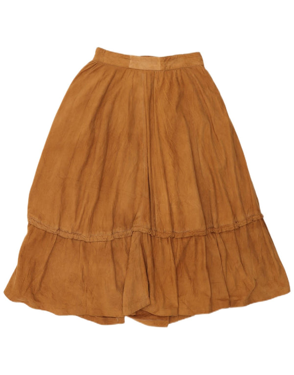 Vintage Damen Wildleder A-Linie Rock IT 40 Small W26 Braunes Leder