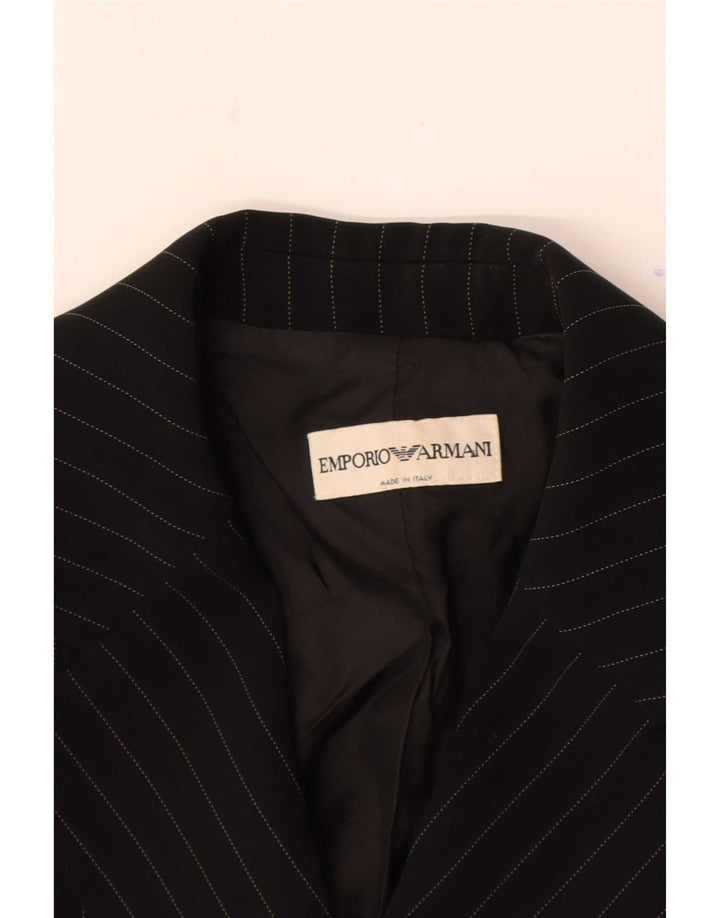 Emporio Armani Damen 1-Knopf-Blazer-Jacke, Größe S, Schwarz, Nadelstreifen