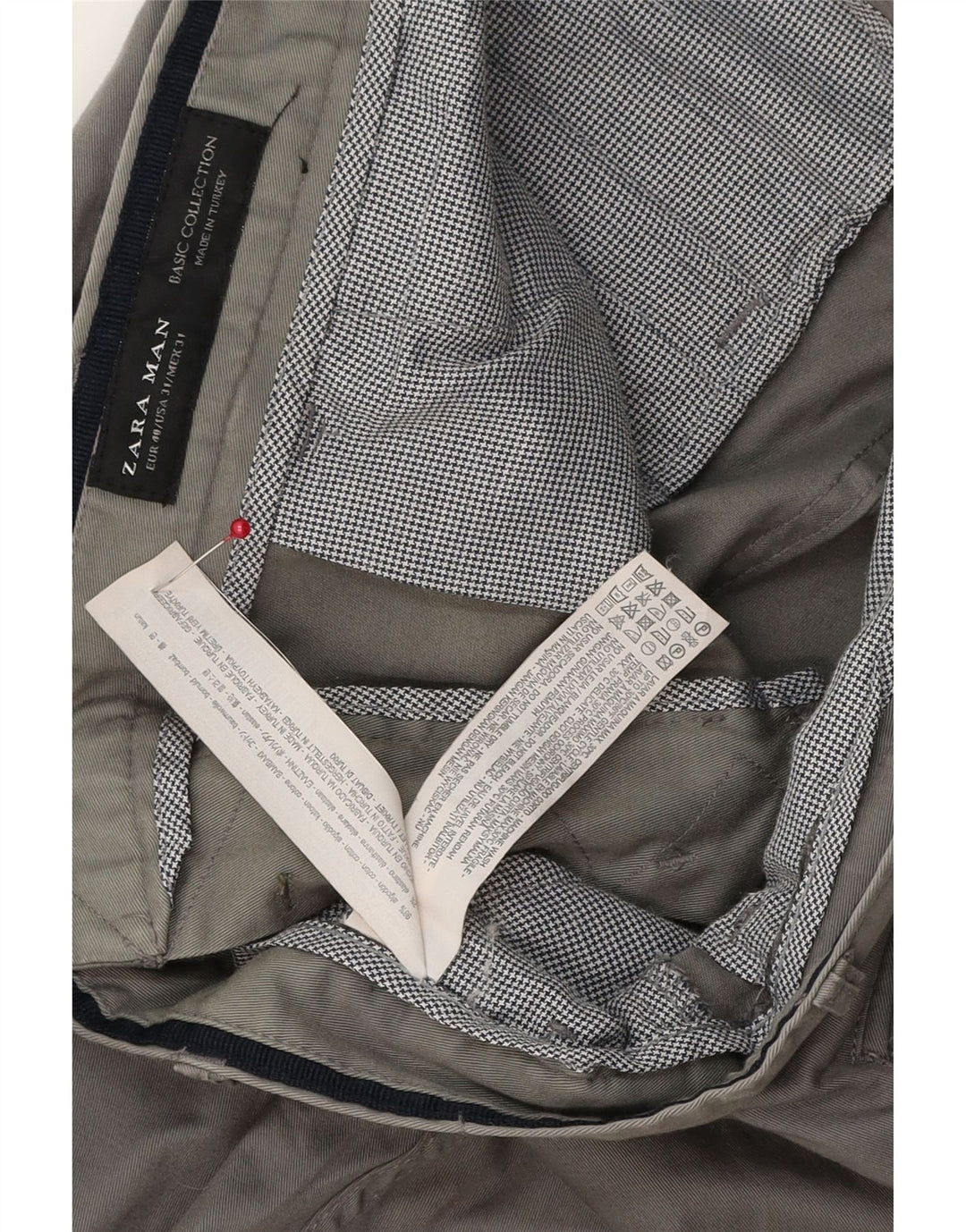 ZARA Herren Slim Chinohose EU 40 Mittel W31 L30 Grau Baumwolle