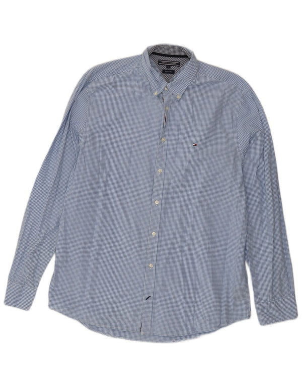 Tommy Hilfiger Mens Regular Fit Shirt XL Blue Gingham Cotton