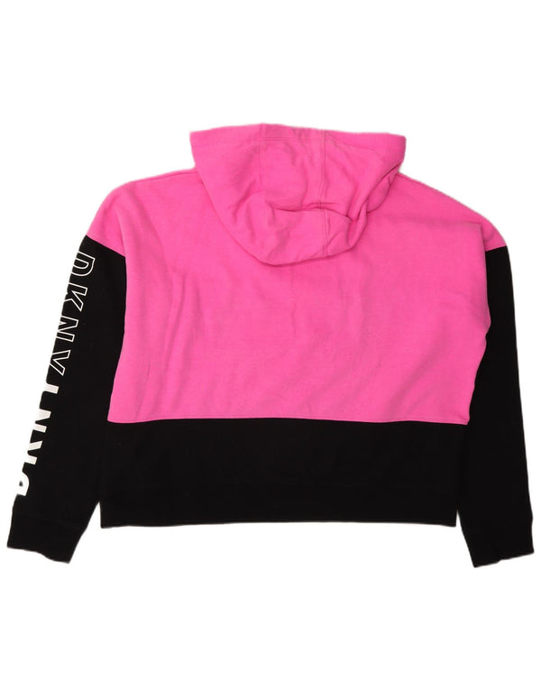 Dkny Womens Graphic Oversized Hoodie Pullover UK 14 Mittelrosa Farbblock