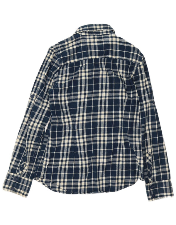 Superdry Damen-Flanellhemd, UK 14, groß, marineblau, kariert, Baumwolle