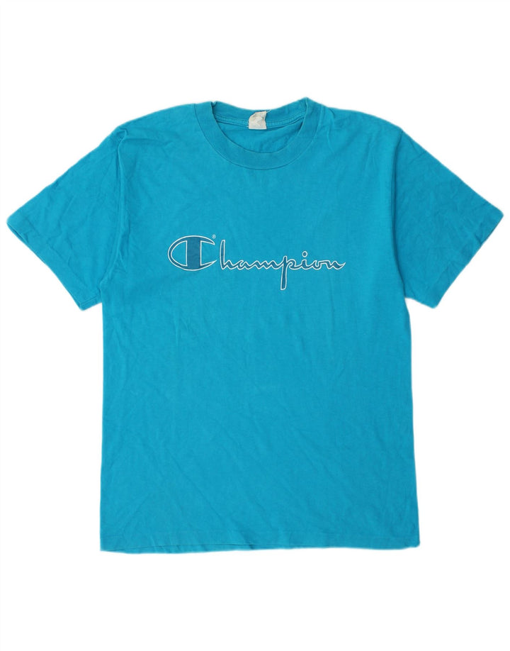 Champion Herren-T-Shirt mit Grafik, mittelblaue Baumwolle