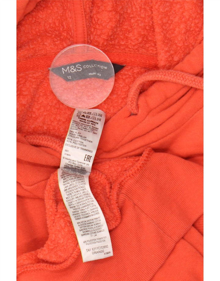 Marks & Spencer Damen Übergroßer Kapuzenpullover UK 12 Mittelorange Baumwolle