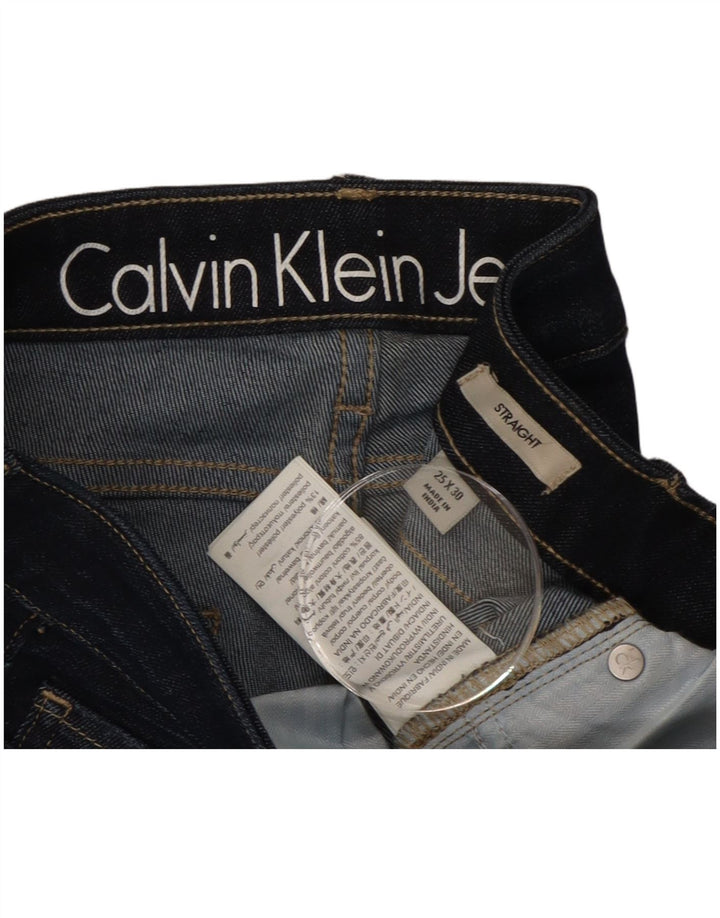 Calvin Klein Damen Straight Jeans W25 L30 Marineblau Baumwolle
