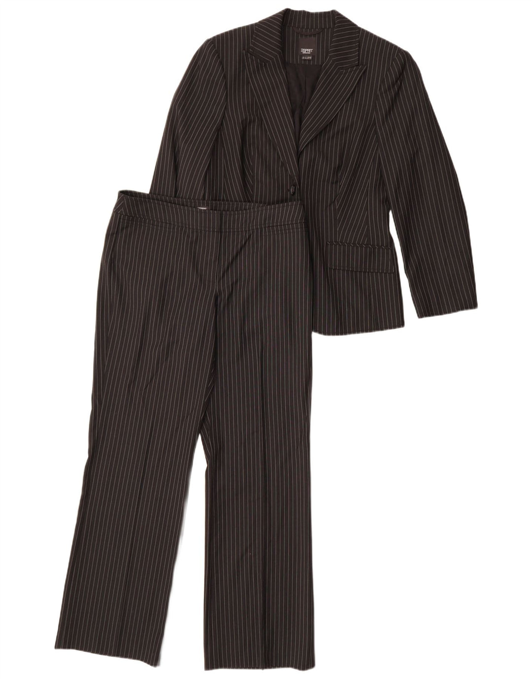 Esprit Damen-Anzug mit 2 Knöpfen, UK 12, Mittel W30 L30, Schwarz gestreift