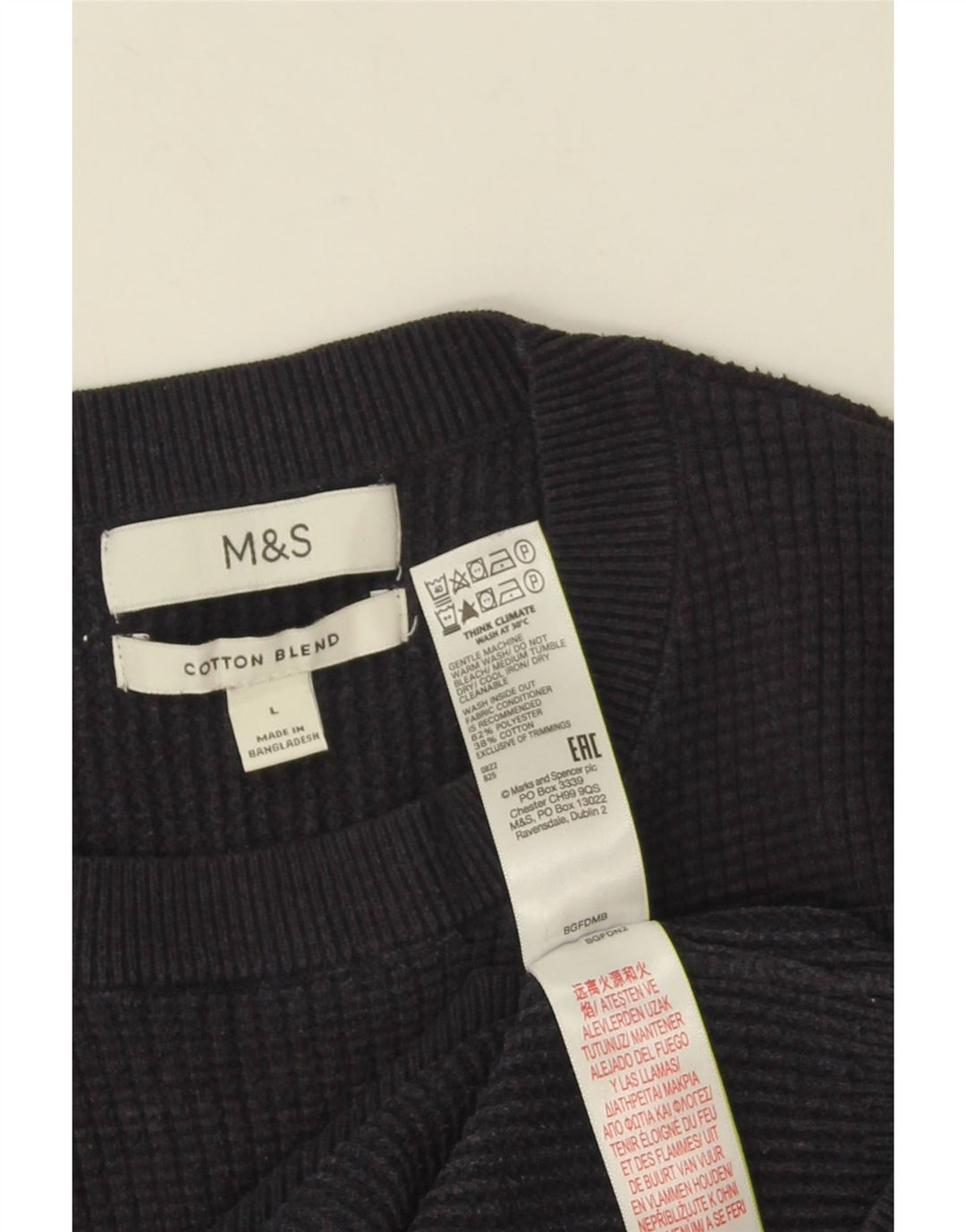 Marks & Spencer Herren-Pullover mit Rundhalsausschnitt, groß, marineblau, Polyester