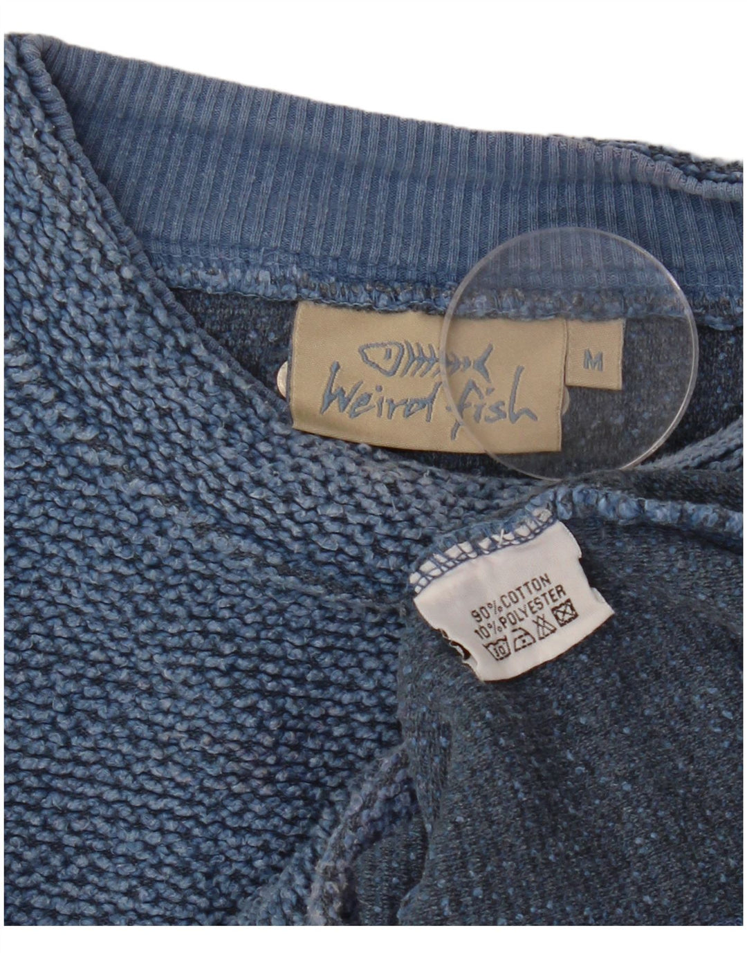 WEIRD FISH Damen Sweatshirt Pullover UK 14 Mittelblaue Baumwolle