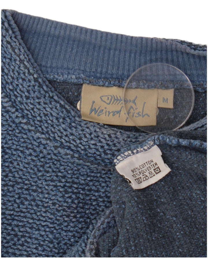 WEIRD FISH Damen Sweatshirt Pullover UK 14 Mittelblaue Baumwolle