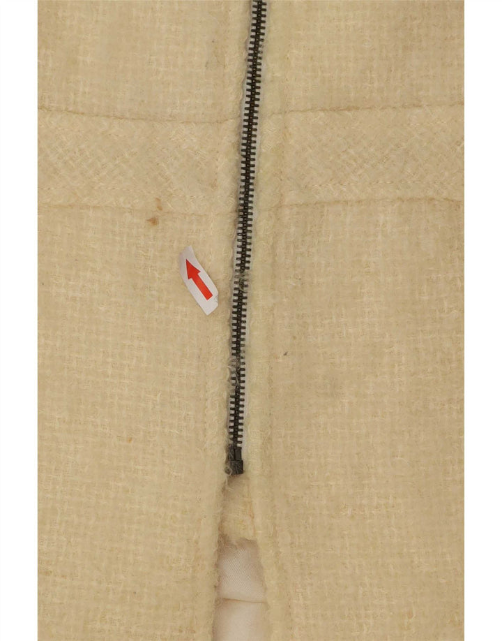 Zara Damen-Blazerjacke mit durchgehendem Reißverschluss, EU 40, mittlere, cremefarbene Wolle