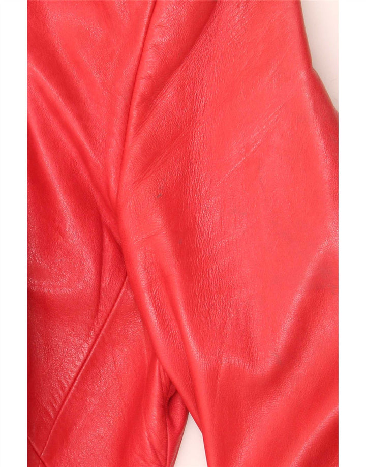 Marc Cain Damen 4-Knopf-Lederblazerjacke US Small Rot