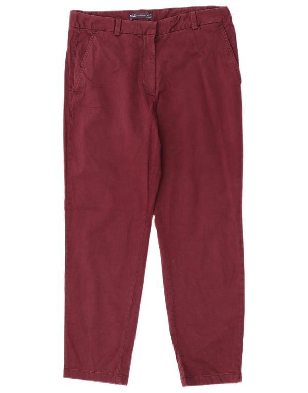 Marks & Spencer Damen Tapered Chinohose UK 12 Medium W28 L26 Burgunderrot
