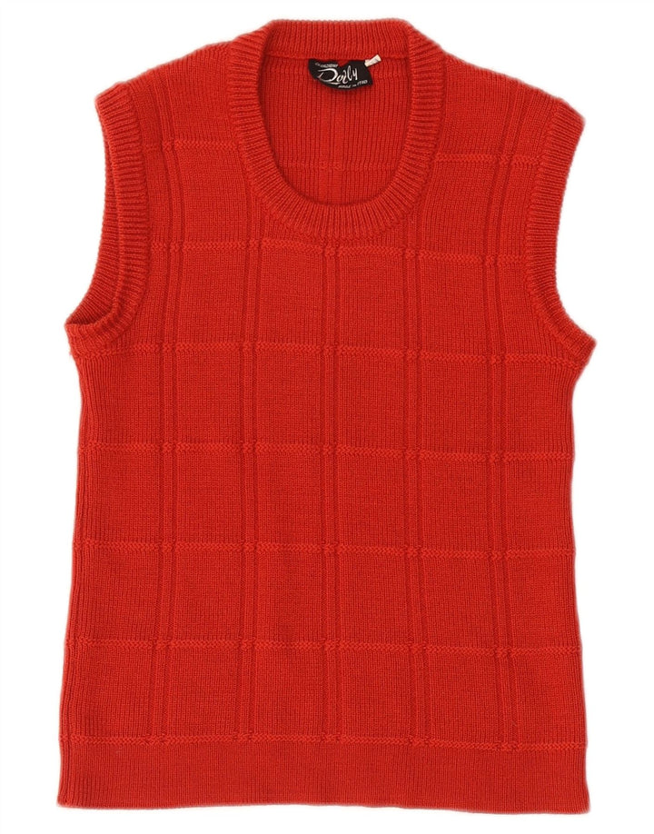 VINTAGE Damen Crop Vest Tank Top UK 10 Small Rot