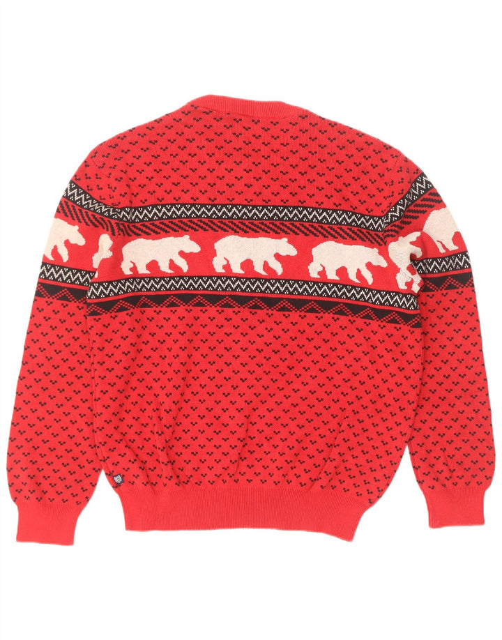 Chaps Herren-Pullover mit Rundhalsausschnitt, Mittelrot, Fair Isle