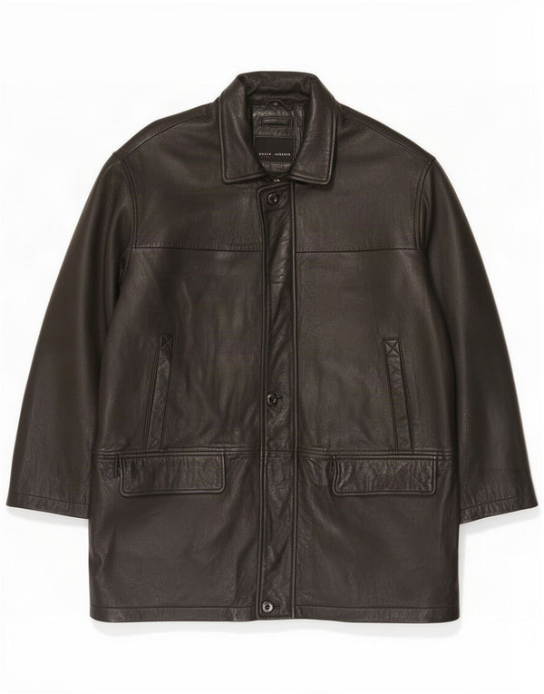 Paolo Negrato Mens Leather Coat UK 44 2XL Black