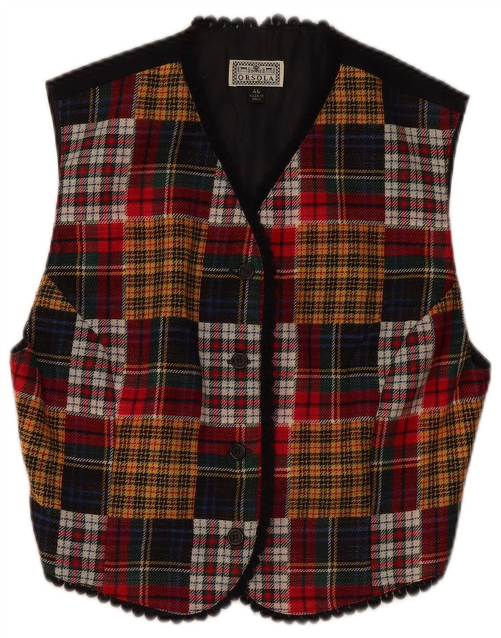 Vintage Damen Weste IT 44 Medium Mehrfarbig Patchwork